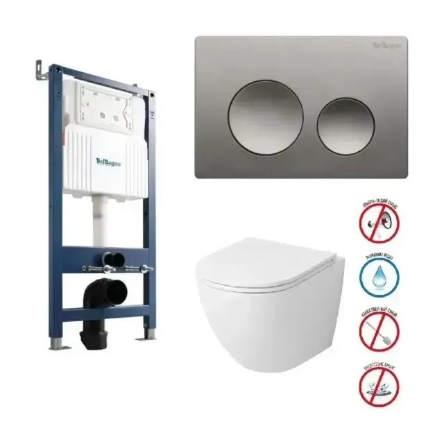 Комплект инсталляции BelBagno BB-101-M с кнопкой BB-03C-GM + GR-4455SQ