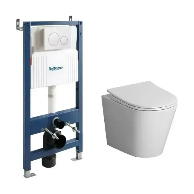 Комплект инсталляции с унитазом BelBagno BB-101-M-BC клавиша смыва BB-17C-BL белый глянец GR-4477SQ