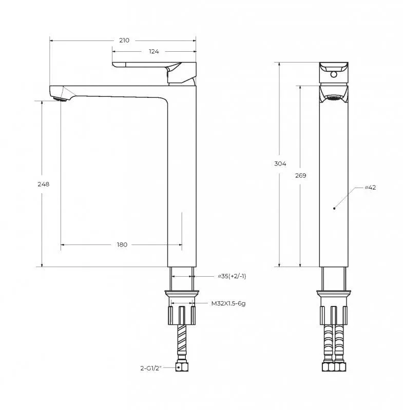Смеситель Cezares Вектор (Stylus) STYLUS-LC-01-W0 для накладной раковины