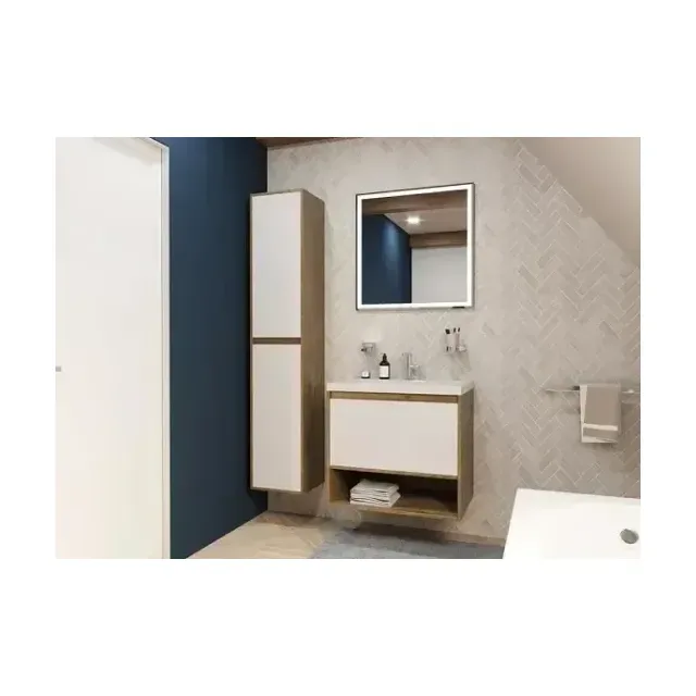 Тумба с раковиной Эстет Monaco Wood 60 1 ящик белая/дуб рустикальный ФР-00010681