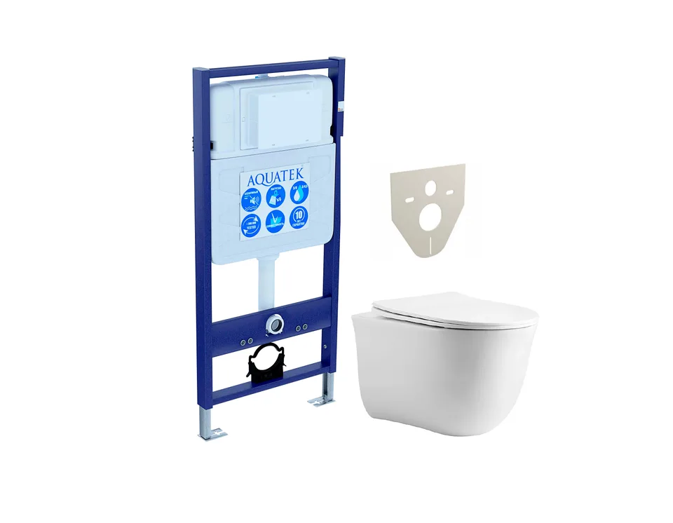 SET AQUATEK КЛАССИК cm (рама AQUATEK Standard INS-0000012(без клавиши и крепежа)+унитаз КЛАССИК AQ1112-00 с тонким сиденьем soft-close