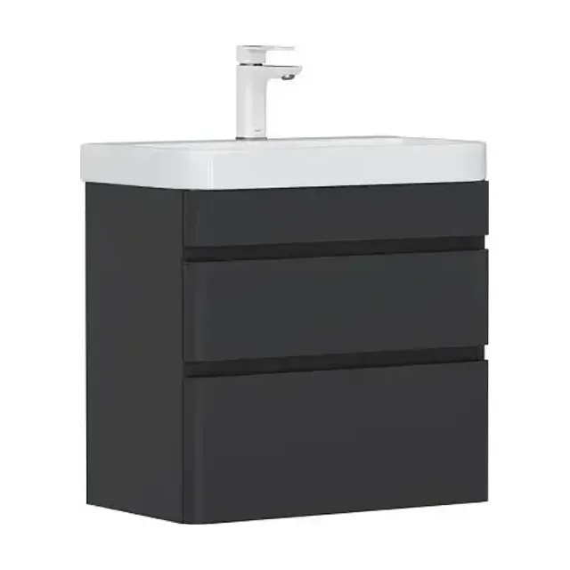 Тумба с раковиной EQUIL Эльторо/Eltoro 60 черный софт (раковина Nice 60 9595-60)