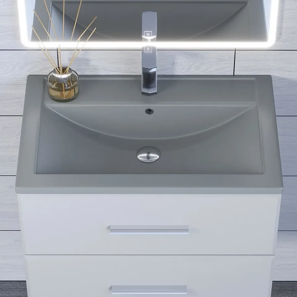 Встраиваемая раковина Uperwood Foster Quartz 70*45,5 серая матовая, бетон