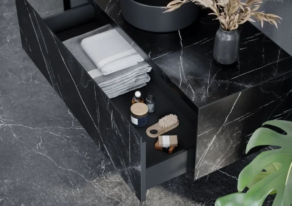 Тумба под раковину Sancos Stone 120 черный мрамор