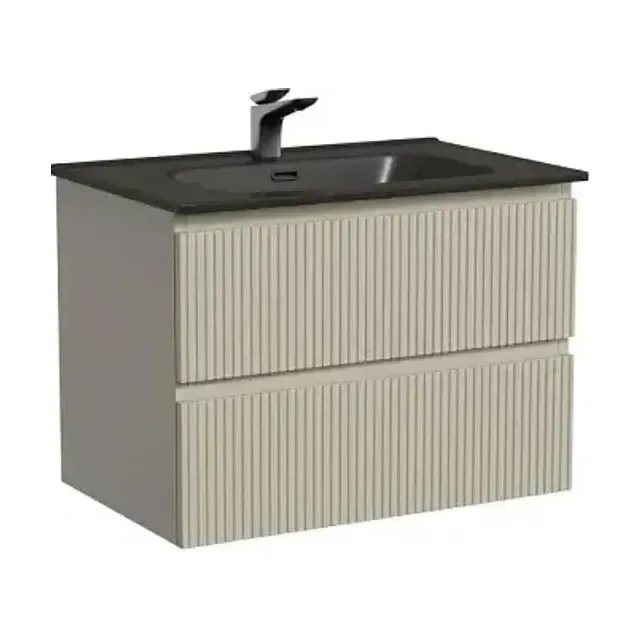 Тумба с раковиной Sancos Сноб Т/Snob T 70 Beige Soft (раковина Element CN7007MB черная матовая)