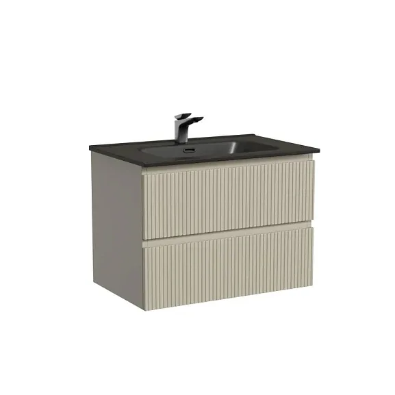 Тумба с раковиной Sancos Сноб Т/Snob T 70 Beige Soft (раковина Element CN7007MB черная матовая)
