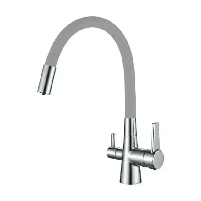 Смеситель Haiba HB76858-3 для кухни с функцией подключения фильтра хром/серый