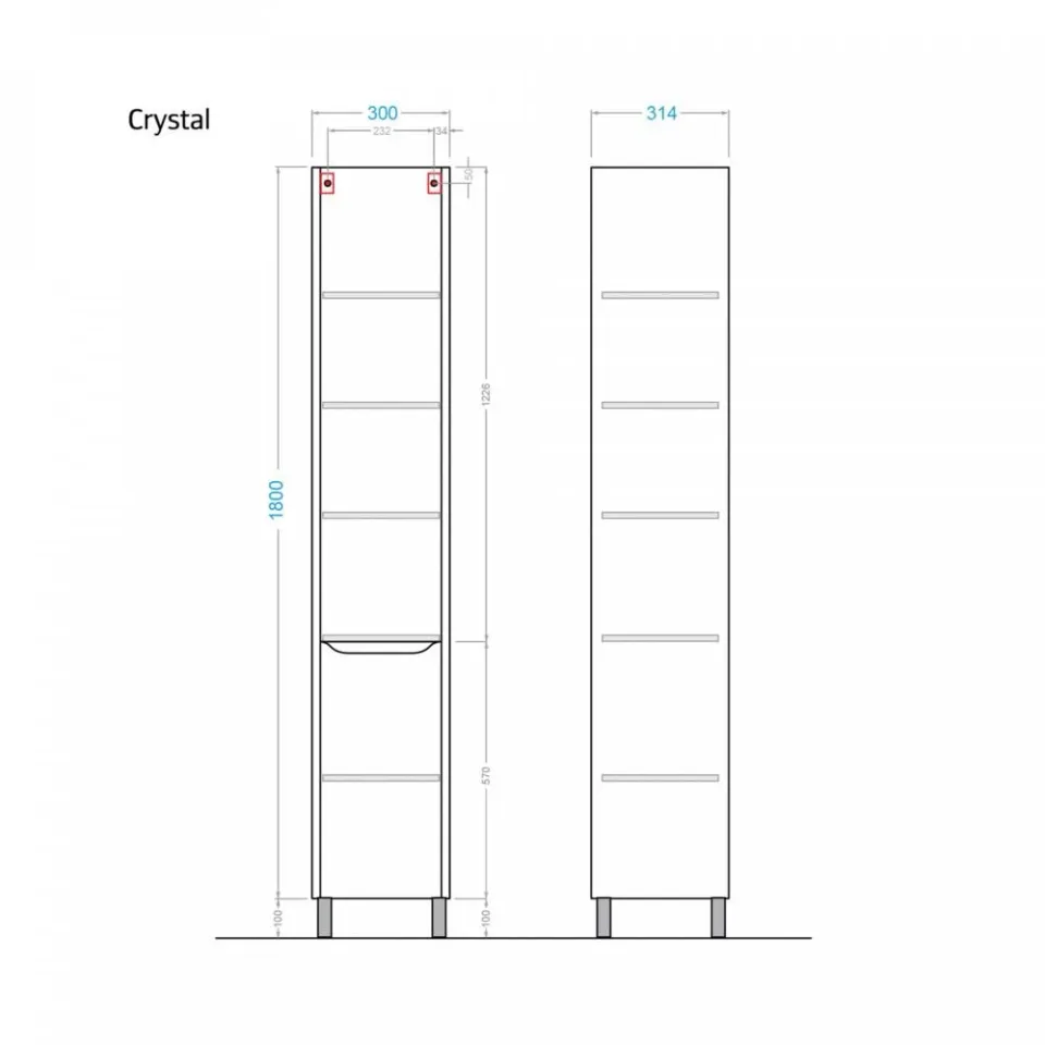 Пенал Alavann Crystal 30 белый глянец R
