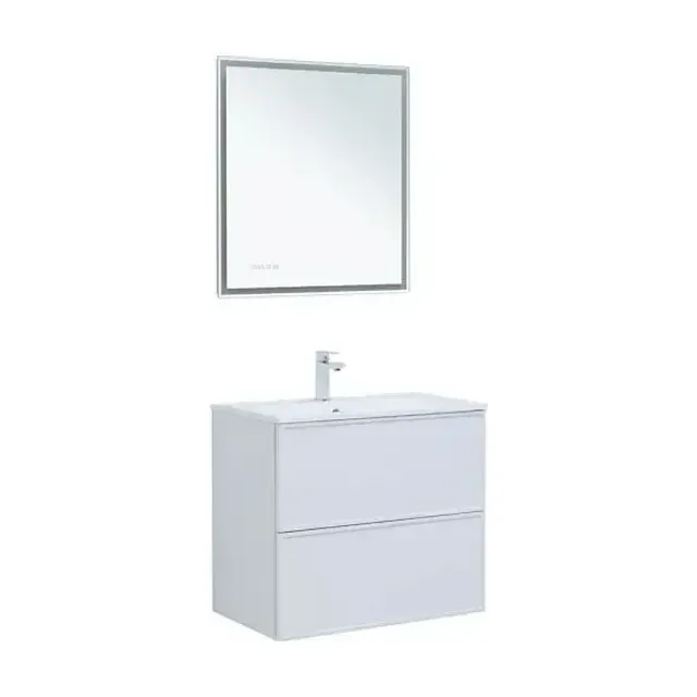 Комплект мебели Aquanet Арт 75 белый матовый Soft Touch (тактильный матовый), раковина Арт 75