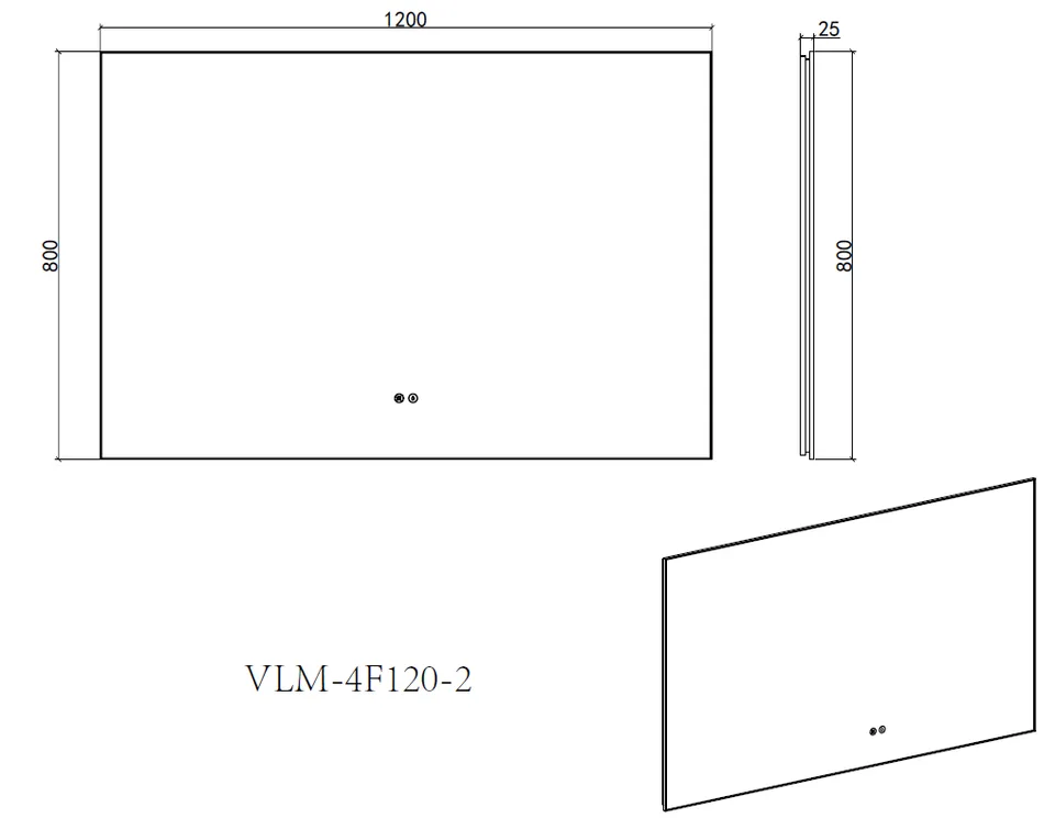 Зеркало с подсветкой VLM-4F120BG-2 1200х800 c сенсорным выключателем, антизапотевание, брашированное золото