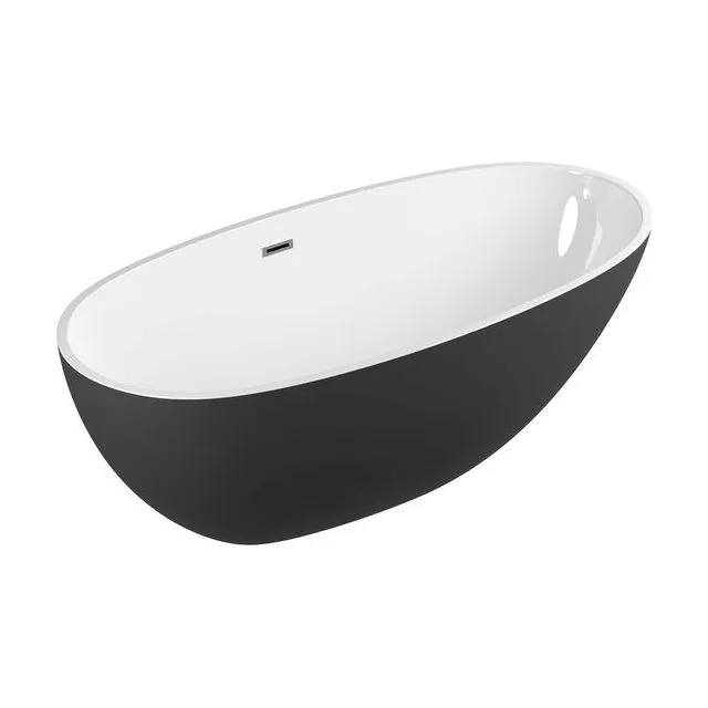 Ванна отдельностоящая Grossman Fly GR-1104MB (170х75х58) цвет черный/белый матовый