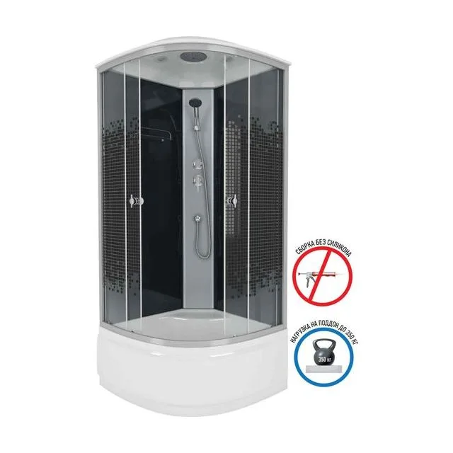 Душевая кабина Niagara Eco NG-7507-14BLACK (80х80х215) высокий поддон(40см),стекло мозаика