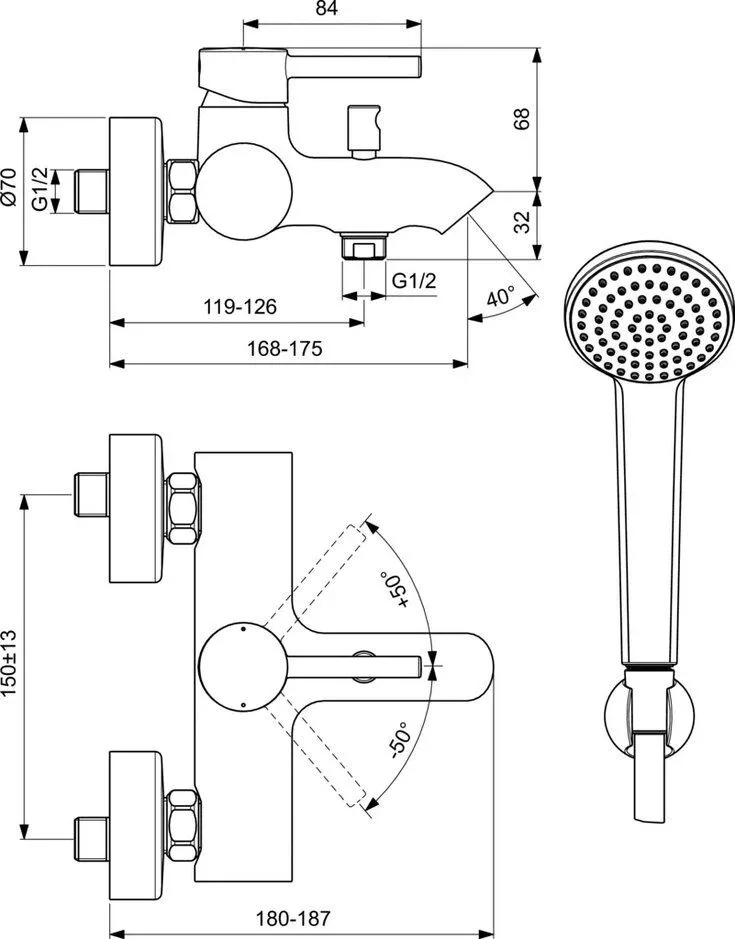 Смеситель Ideal Standard Ceraline BC270AA для ванны и душа хром