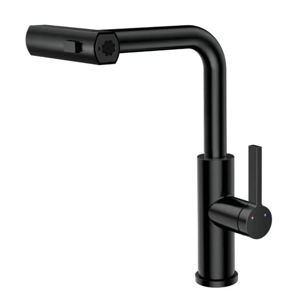 Смеситель Rush Tinos TI3732-18Black для кухни с мультифункциональным выдвижным изливом черный матовый