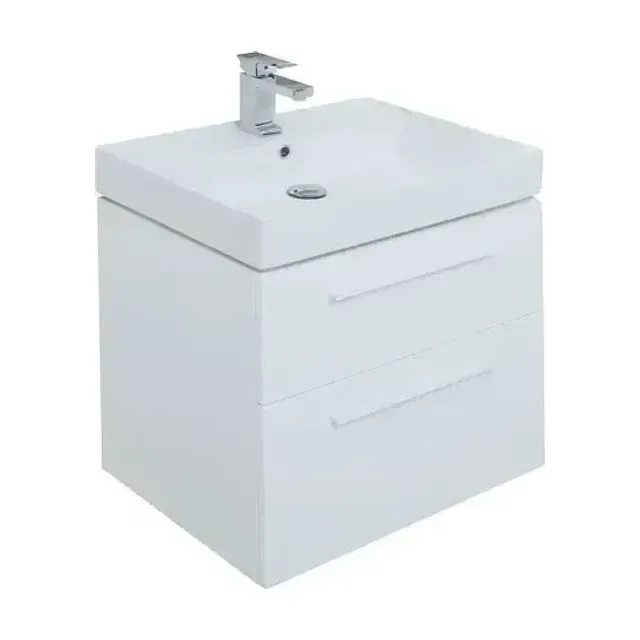 Тумба с раковиной Aquanet Nova 60 белый глянец (ручки белые)