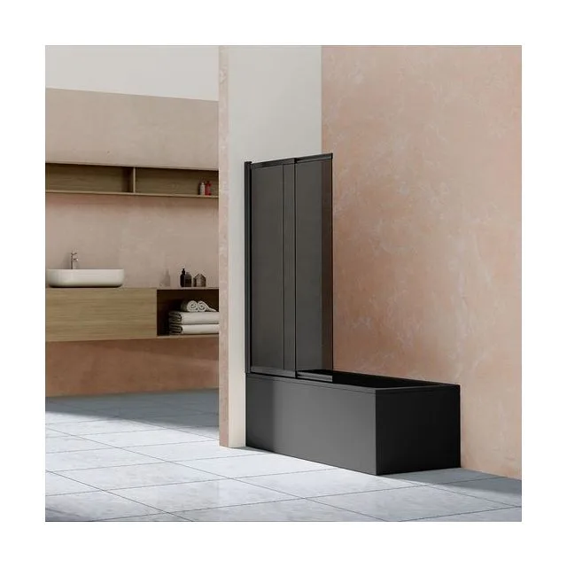 Душевая шторка на ванну Vincea VSB-1E100CGB 100х145 стекло прозрачное 5 мм профиль черный