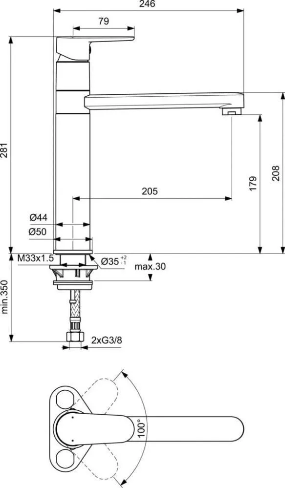 Смеситель Ideal Standard Cerafine O BC501XG для кухни черный матовый