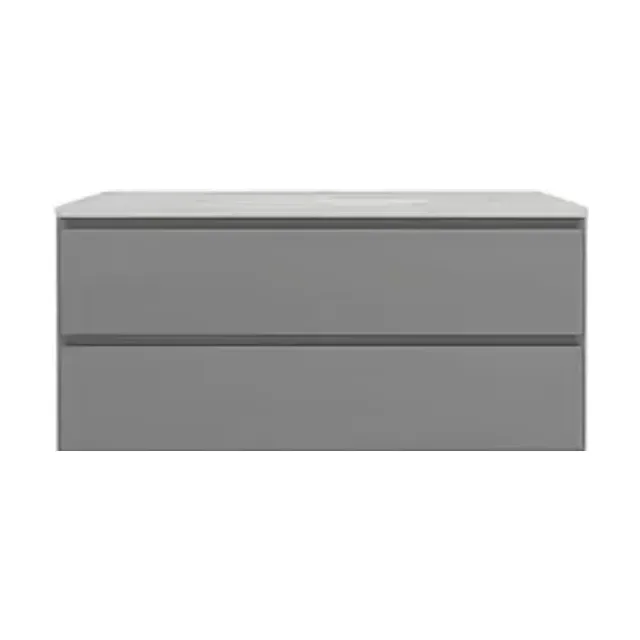 Тумба с раковиной Vincea Люка Софт-Тач (Luka Soft-Touch) 100 серая матовая (раковина гелькоут белая)