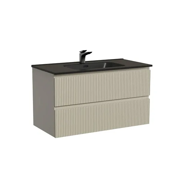 Тумба с раковиной Sancos Сноб Т/Snob T 90 Beige Soft (раковина Element CN7002MB черная матовая)
