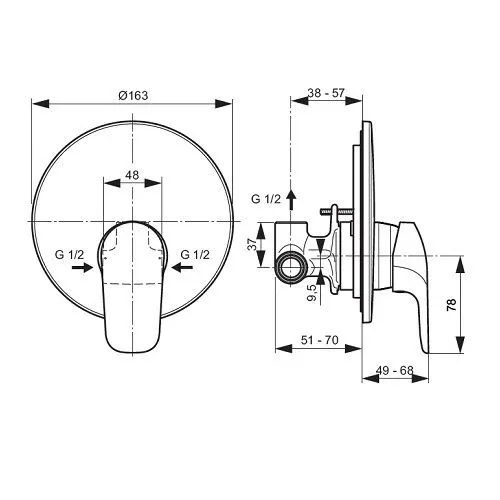 Смеситель Ideal Standard Ceraflex A6757AA для душа скрытый монтаж