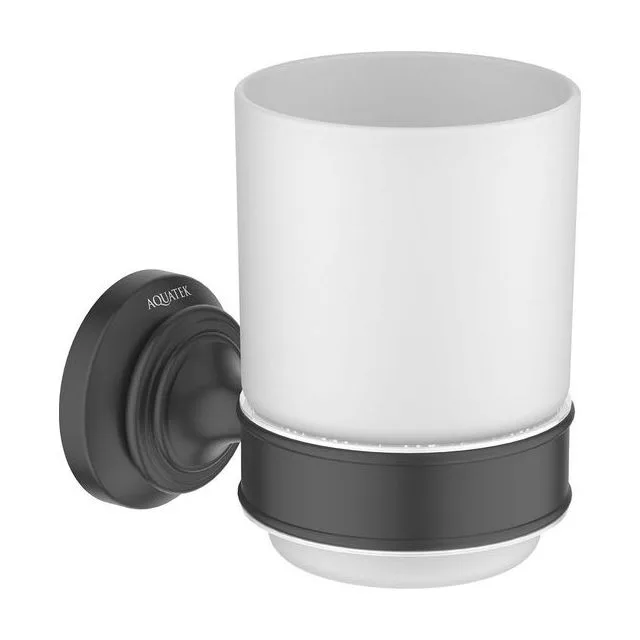 Стакан с держателем AQUATEK, матовый черный AQ4504MB КЛАССИК