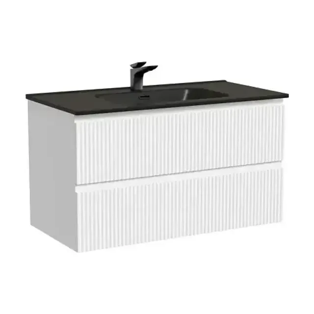 Тумба с раковиной Sancos Сноб Р/Snob R 90 Bianco (раковина Element CN7002MB черная матовая)