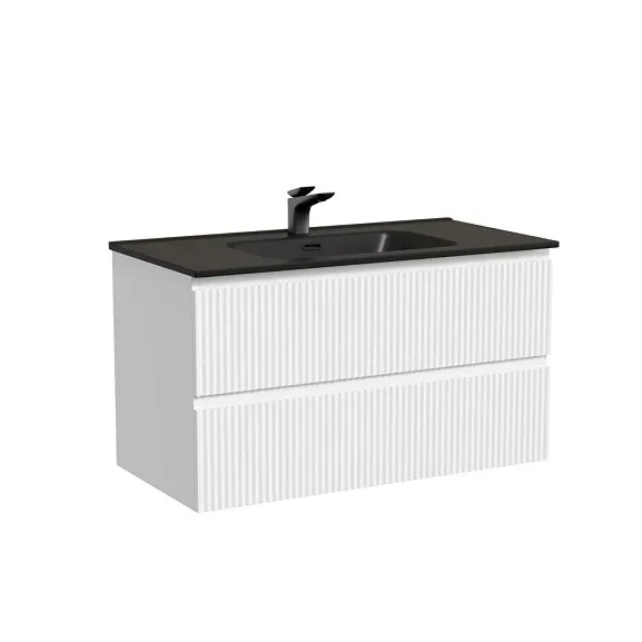Тумба с раковиной Sancos Сноб Р/Snob R 90 Bianco (раковина Element CN7002MB черная матовая)
