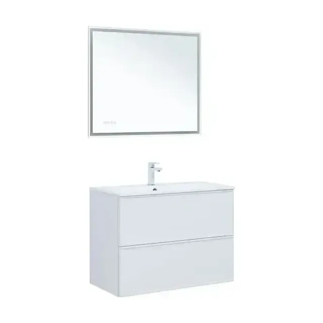 Комплект мебели Aquanet Арт 90 белый матовый Soft Touch (тактильный матовый), раковина Арт 90