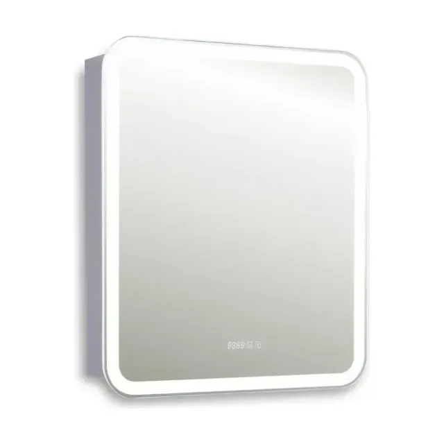 Зеркало-шкаф Silver Mirrors Фиджи 70*80 с Led-подсветкой, часами и антизапотеванием R