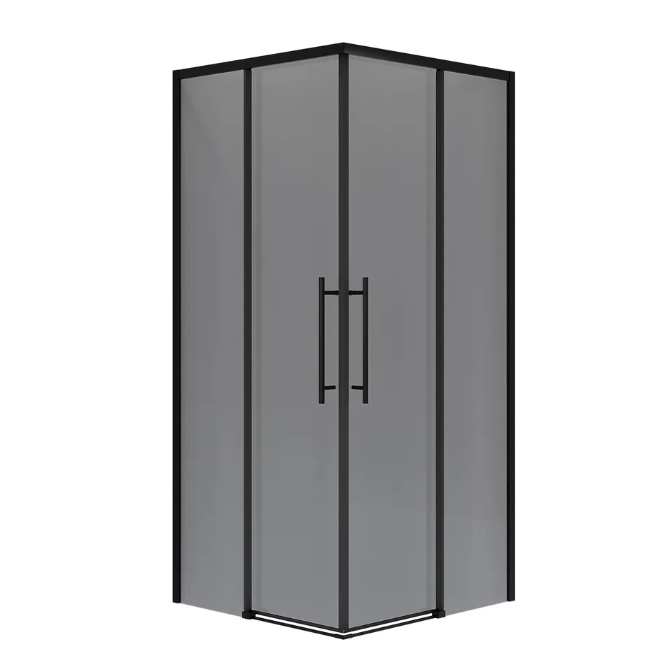 Душевое ограждение Niagara Nova NG-2828-34BLACK (80х80х195) квадрат,черный матовый,двери раздвижные,стекло тонированное,1 место