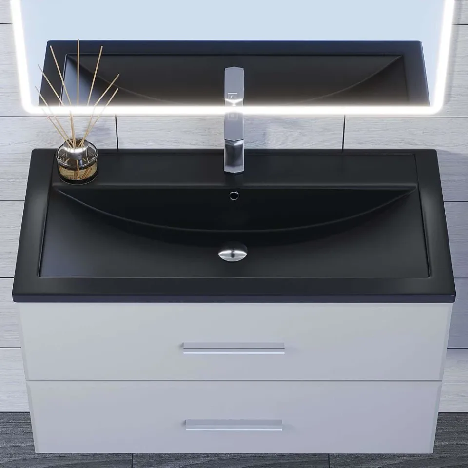 Встраиваемая раковина Uperwood Foster Quartz 90*45,5 черная матовая, уголь