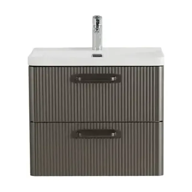 Тумба с раковиной BelBagno Дуэ (Due) 60 оружейная сталь,ручки матовый темный никель