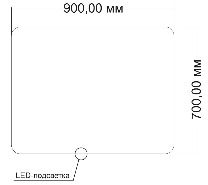 Зеркало с подсветкой VLM-3BE9007-2 900х700 c сенсорным выключателем и диммером, антизапотевание