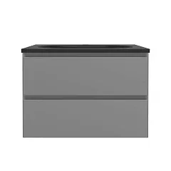 Тумба с раковиной Vincea Люка Софт-Тач (Luka Soft-Touch) 60 серая матовая (раковина антрацит)
