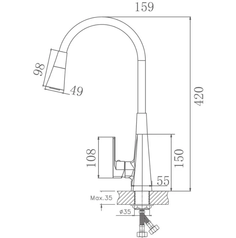 Смеситель Haiba HB73823-5 для кухни гибкий излив брашированное золото
