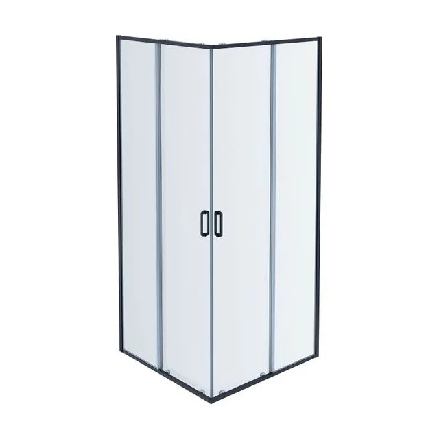 AQ ARI KV09020BL Душевой уголок квадратный, двери раздвижные 900x900x2000 профиль черный, стекло прозрачное