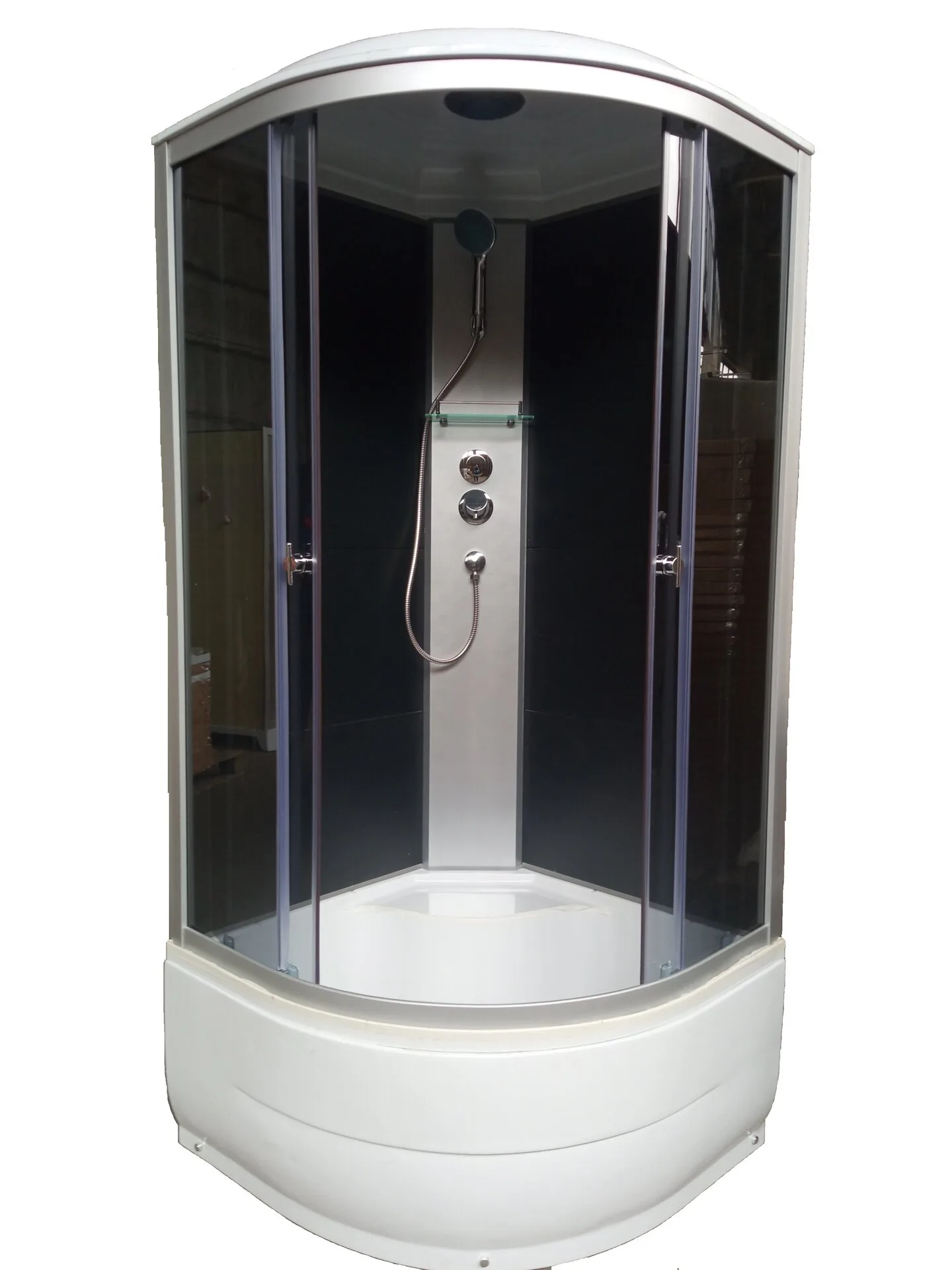 Душевая кабина AQUAPULSE 4002Е 90х90х220см. grey black (в/п) с пластиковой задней стенкой.