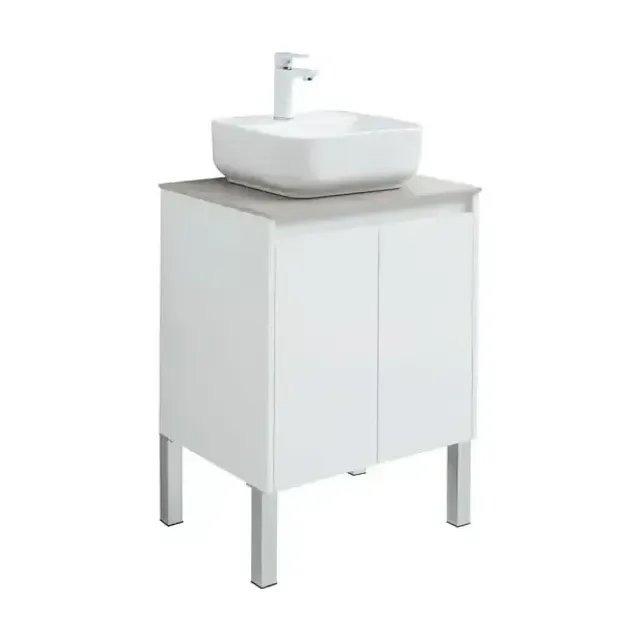 Тумба с раковиной Aquanet Nova Lite 60 белый глянец (2 дверцы) (раковина City-2)