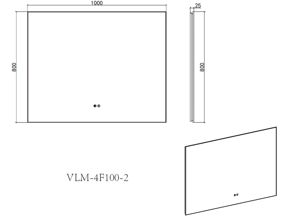 Зеркало с подсветкой VLM-4F100BG-2 1000х800 c сенсорным выключателем, антизапотевание, брашированное золото