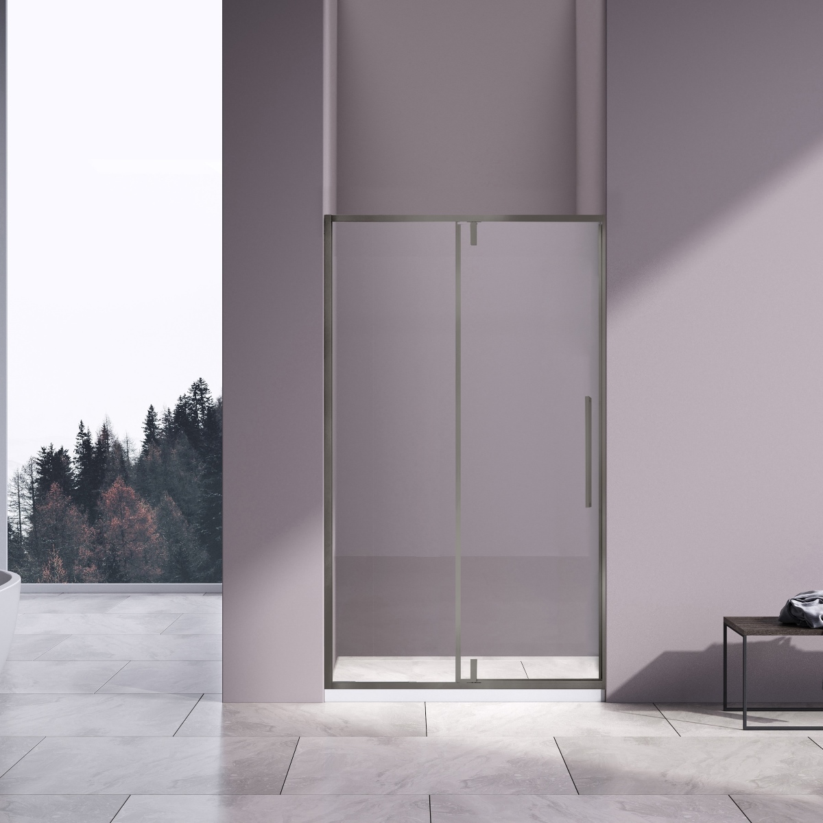 Душевая дверь Vincea Слим-Н (Slim-N) VDP-4SN110CLGM 110x195 стекло прозрачное 6 мм профиль вороненая сталь