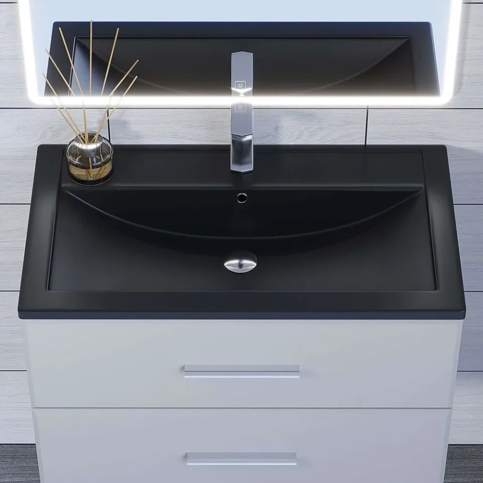 Встраиваемая раковина Uperwood Foster Quartz 80*45,5 черная матовая, уголь