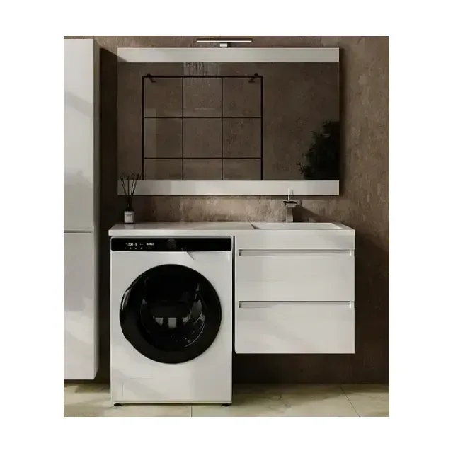 Комплект мебели Style Line Даллас Леон 120 R подвесной белый глянец под стиральную машину
