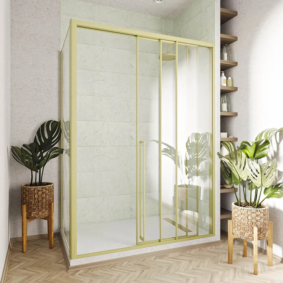 Боковая панель Veconi Premium Prato SP G, 900x2000, золото брашированный, стекло прозрачное