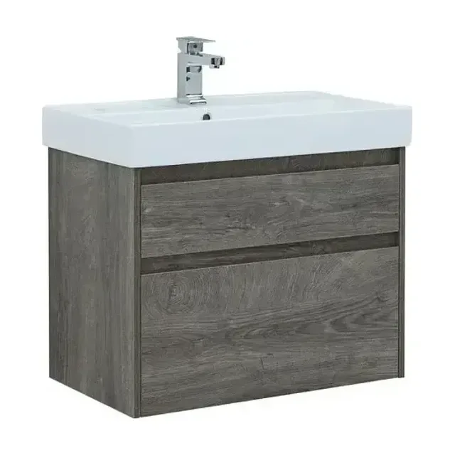 Тумба с раковиной Aquanet Nova Lite 75 дуб рошелье (2 ящика) (раковина Латина 75)