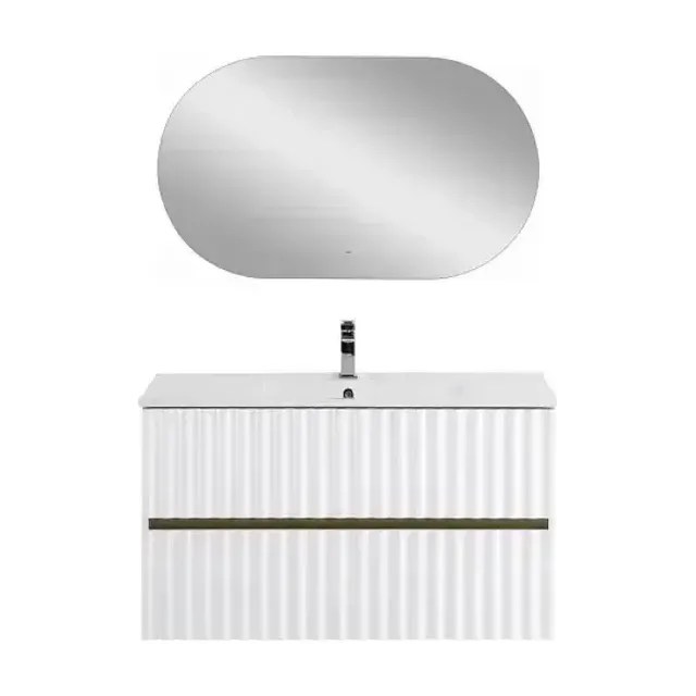 Комплект мебели Art&Max Элегант/Elegant 100 с LED подсветкой ручек белый глянец