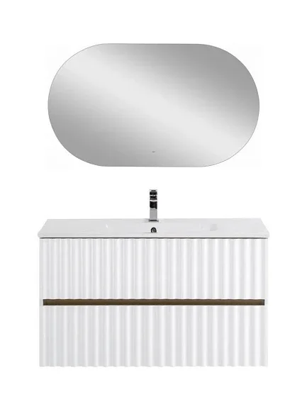 Комплект мебели Art&Max Элегант/Elegant 100 с LED подсветкой ручек белый глянец