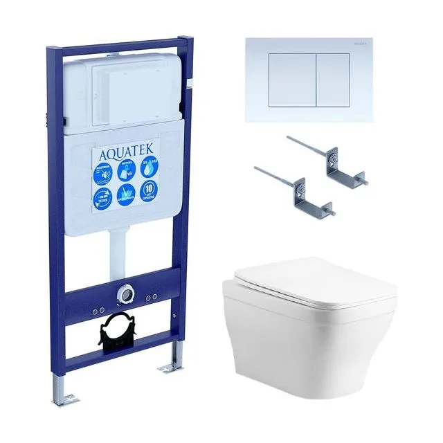 Set AQUATEK АМАДЕО cm (рама AQUATEK Standard INS-0000012 с звукоиз.прокладкой+крепеж KKI-0000002+кнопкаKDI-0000009+унитаз АМАДЕО AQ1180-00 с крышкой-сиденьем soft-close)