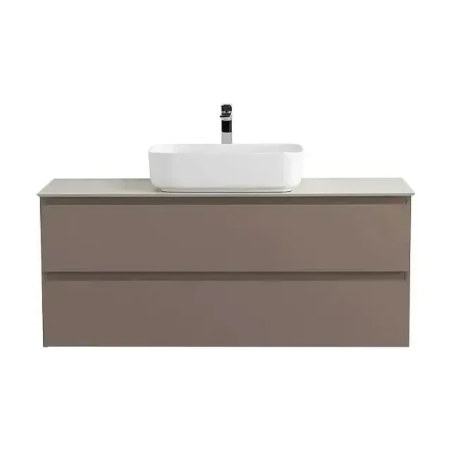 Тумба с раковиной BelBagno Крафт (Kraft) 120 с двумя ящиками бежевая матовая (столешница цемент)