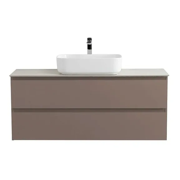 Тумба с раковиной BelBagno Крафт (Kraft) 120 с двумя ящиками бежевая матовая (столешница цемент)