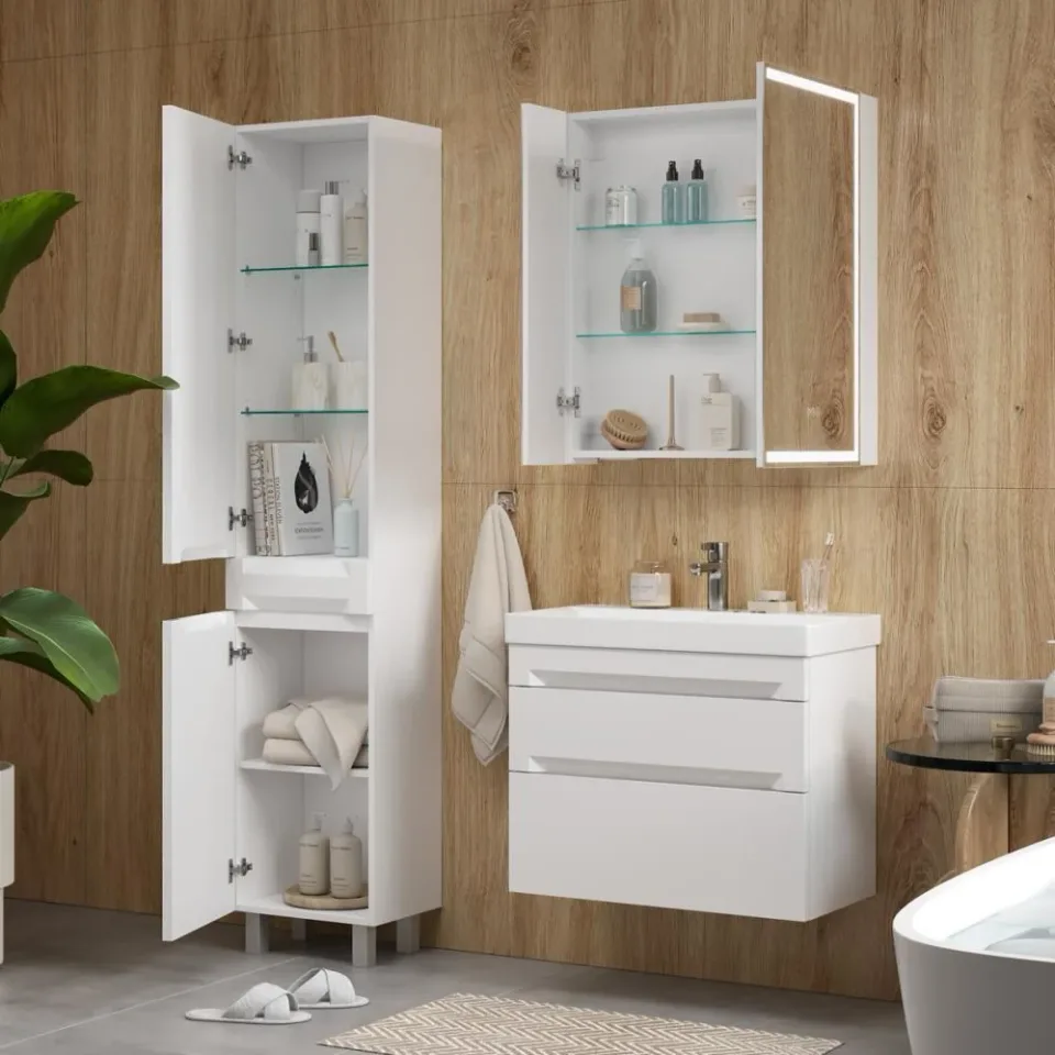 Пенал Equil Корнер/Corner 40 L/R напольный, глянцевый белый